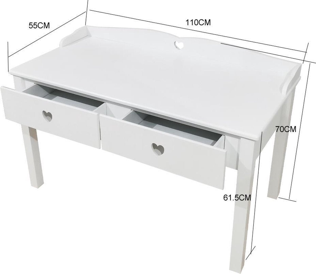 VDD Kinderbureau - 2 Lades - 55 x 110 x 61 cm - Wit