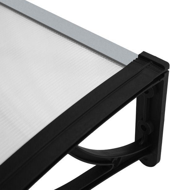 AXI Lux Deur- en Verandaluifel Zwart – 128 x 75 x 24 cm – Transparant Polycarbonaat – Aluminium Frame – UV-bescherming – Inclusief Montagemateriaal