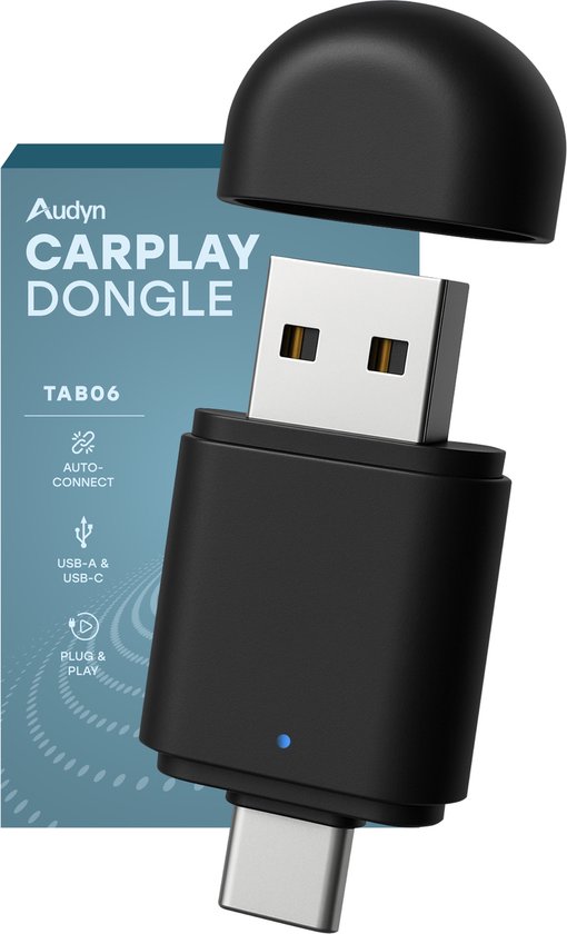 Audyn CarPlay Dongle - USB & USB-C - Geschikt voor Android Auto & Carplay - CarPlay Draadloos - Auto Dongel - Wireless