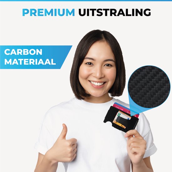 Northwall Pasjeshouder - Carbon Creditcardhouder met Geldclip - Money clip - RFID Anti-Skim - Maximaal 12 pasjes