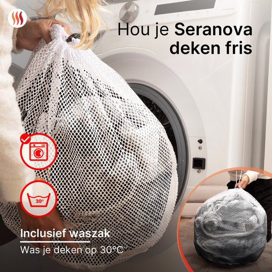 Seranova Elektrische Deken XXL - Extra Warmtedraden - Gestreept Model - 180x160 cm - 2 persoons Warmtedeken - Dubbelzijdig Fleece - Grijs