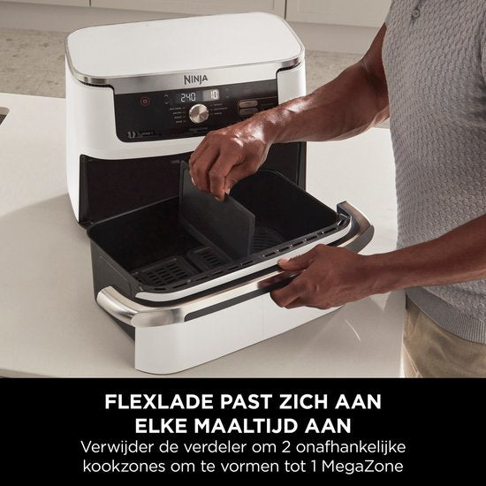 Ninja Foodi FlexDrawer Mega Dubbele Airfryer XXL - 10.4 Liter - Twee Kookvakken of Één MegaZone - Heteluchtfriteuse - Wit - AF500EUWH