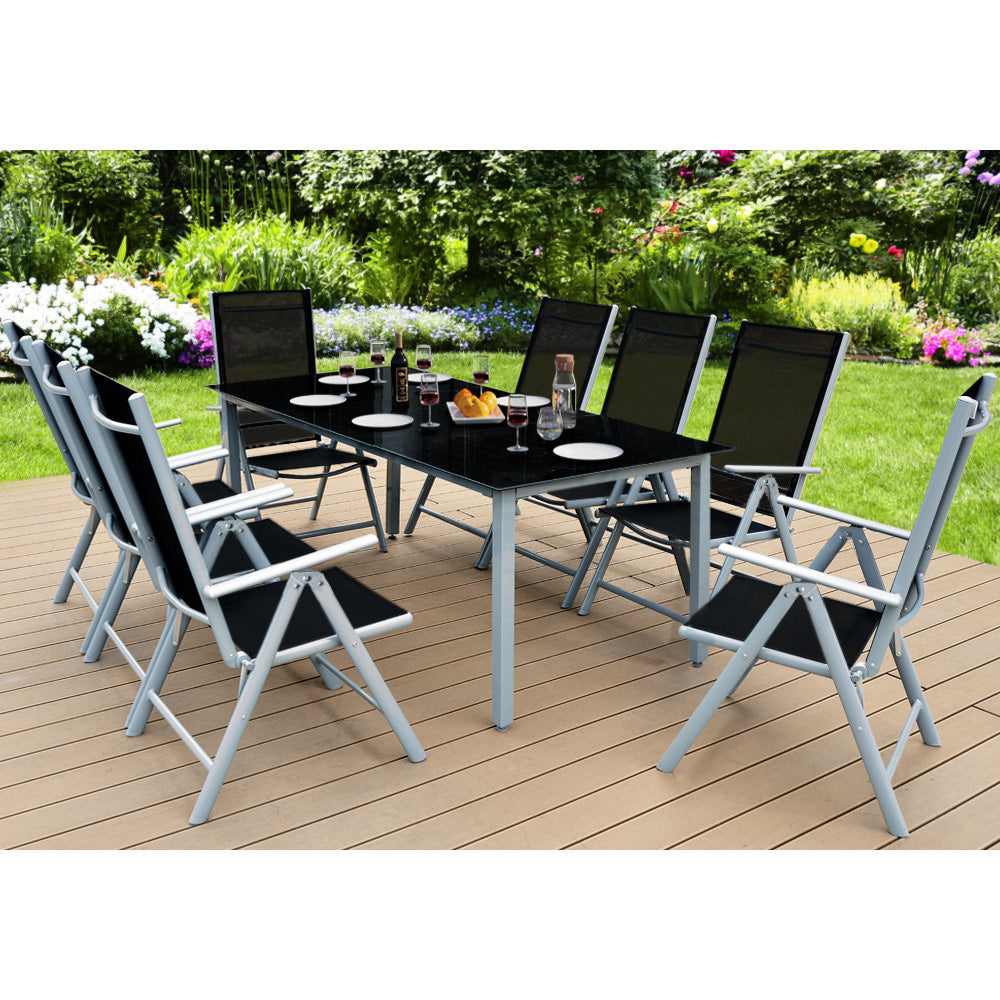 Casaria Tuinset Bern – 8 Personen Aluminium 8 Stoelen 1 Tafel - Zilver