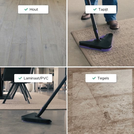 Motionflow 16-in-1 Stoomreiniger - Vlekkenreiniger - Handstomer voor diepte reiniging vloer, bank, badkamer en tapijt - Stoomdweil - Tapijtreiniger - Steam Cleaner Zwart