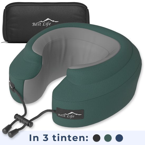 Best Life Nekkussen Vliegtuig - Reiskussen Auto - Memory Foam - Groen
