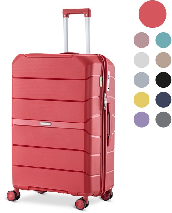 SC Urban Adventurer - Medium Reiskoffer - Cijferslot - 44x27x66cm - 78L - Reiskoffer met Kofferslot - Spinner wielen - Rood V2