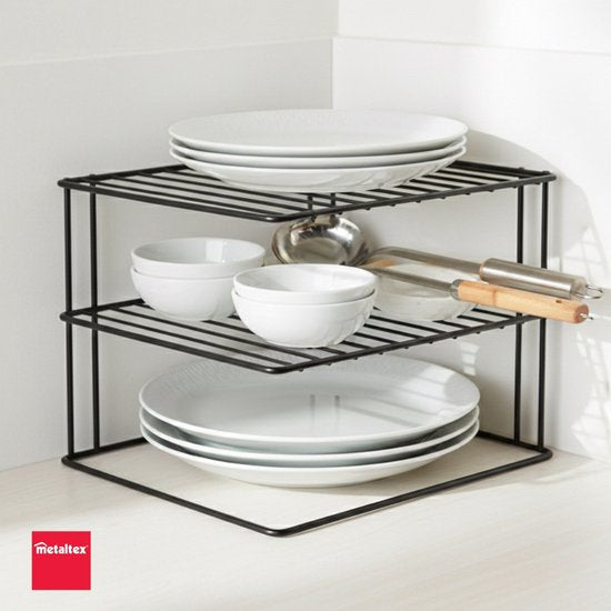 Metaltex - Bordenrek - Zwart - Keukenkast organizer - 25x25x19 cm