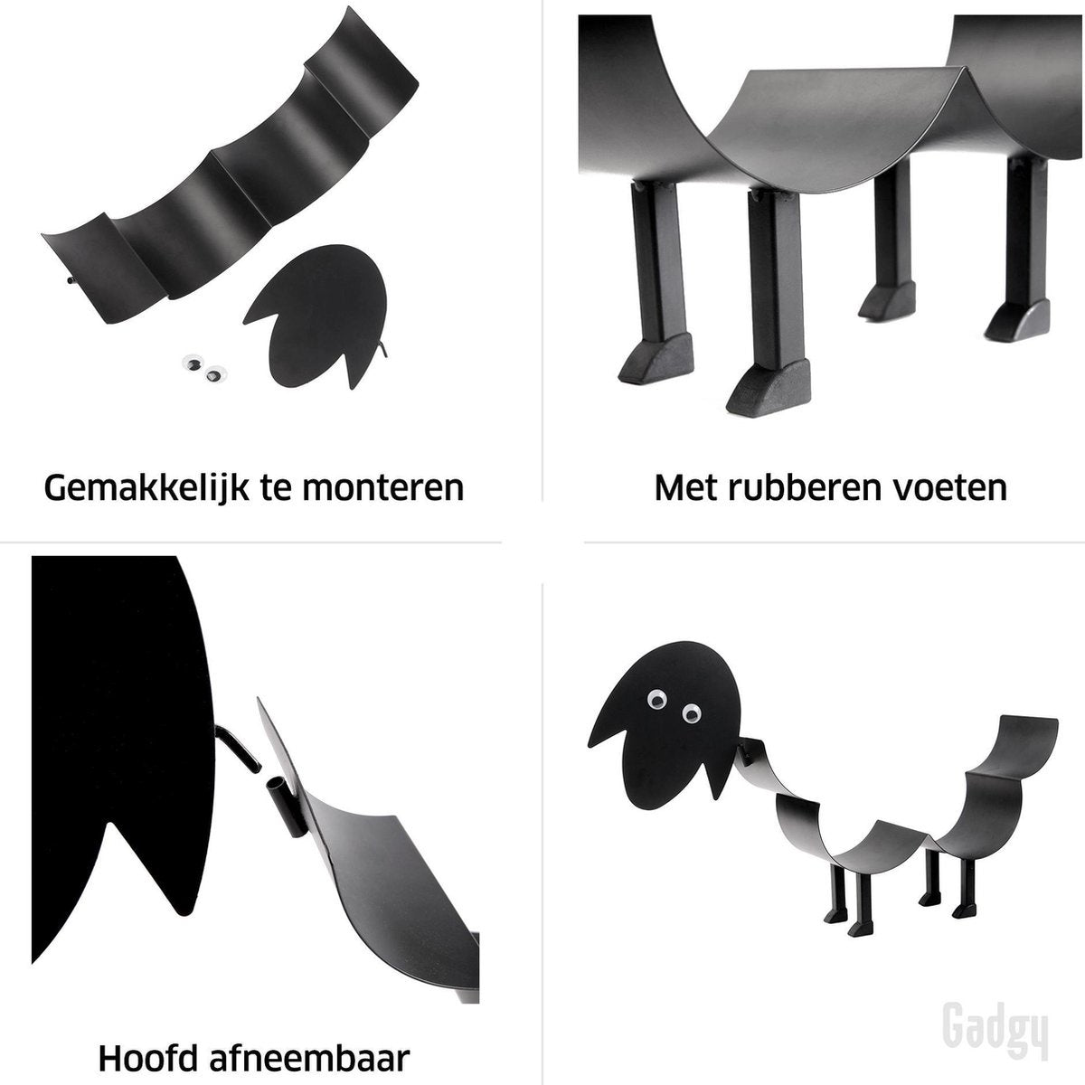 Gadgy WC Rolhouder Zwart Schaap - Reserverolhouder - Toiletrolhouder zwart - Handdoekrek – Vaderdag Cadeau - Metaal