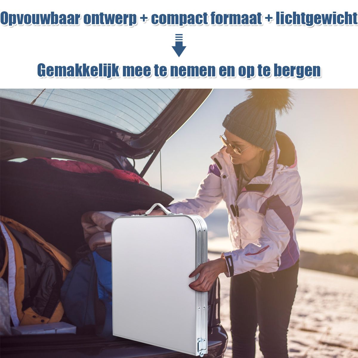 Coast Campingtafel met opbergruimte - verstelbare hoogte - opvouwbaar - donkerblauw 120 x 60 cm