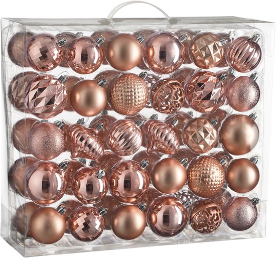 House of Seasons Kerstballen Set - 60 Stuks - Ø7 cm - Onbreekbaar - Roze
