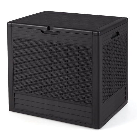 Coast - 96 L Opbergdoos Outdoor Kussenbox - PP-materiaal - 96L capaciteit - Weerbestendig - Rattanpatroon - Afsluitbaar deksel - Multifunctioneel (bijzettafel/zitplaats) - Bruin