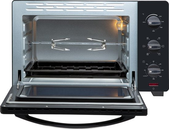 Inventum OV307B Vrijstaande oven - 30L - Hetelucht - Draaispit - 100-230°C - 5 ovenstanden - Zwart