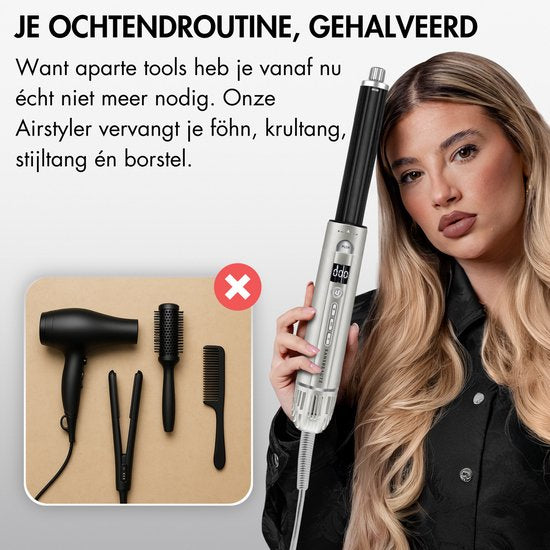 Sansbeauté® 8-in-1 Airstyler met Diffuser - Multistyler - Roterende Fohnborstel - Haarstyler - Haardroger - Warmteborstel - Krulborstel - Krultang - Stijlborstel - Coldshot