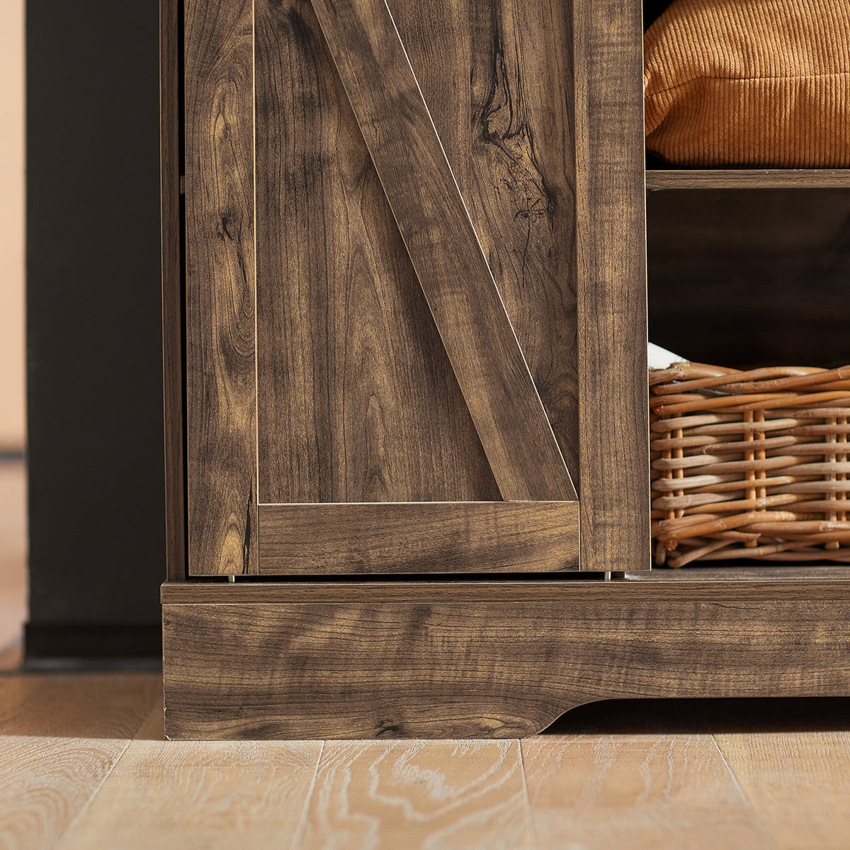 SoBuy Opbergkast – Schuifdeur, Verstelbare Planken, Landelijk Design – 120 x 40 x 70 cm – Kastanjebruin
