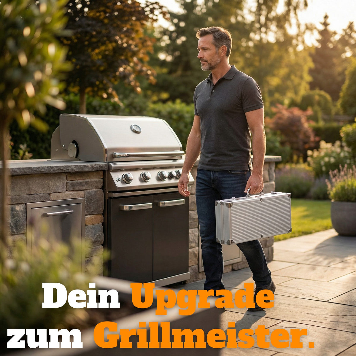 Curry Master Barbecuebestek Set in Aluminium Koffer - Roestvrij Staal met 6 Spiezen - 43 x 17 x 8 cm