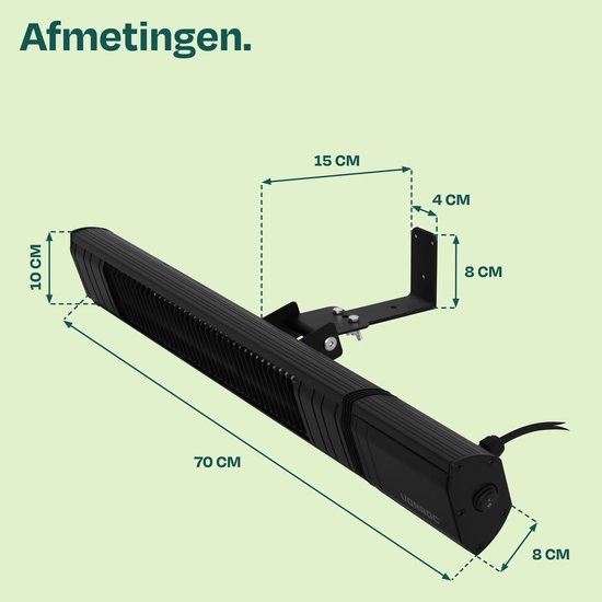 VONROC Terrasverwarmer Sabatini 2000W – Patio heater – Golden Carbon verwarmingselement – 24 uurs timer - Met afstandsbediening, touch display & Wifi