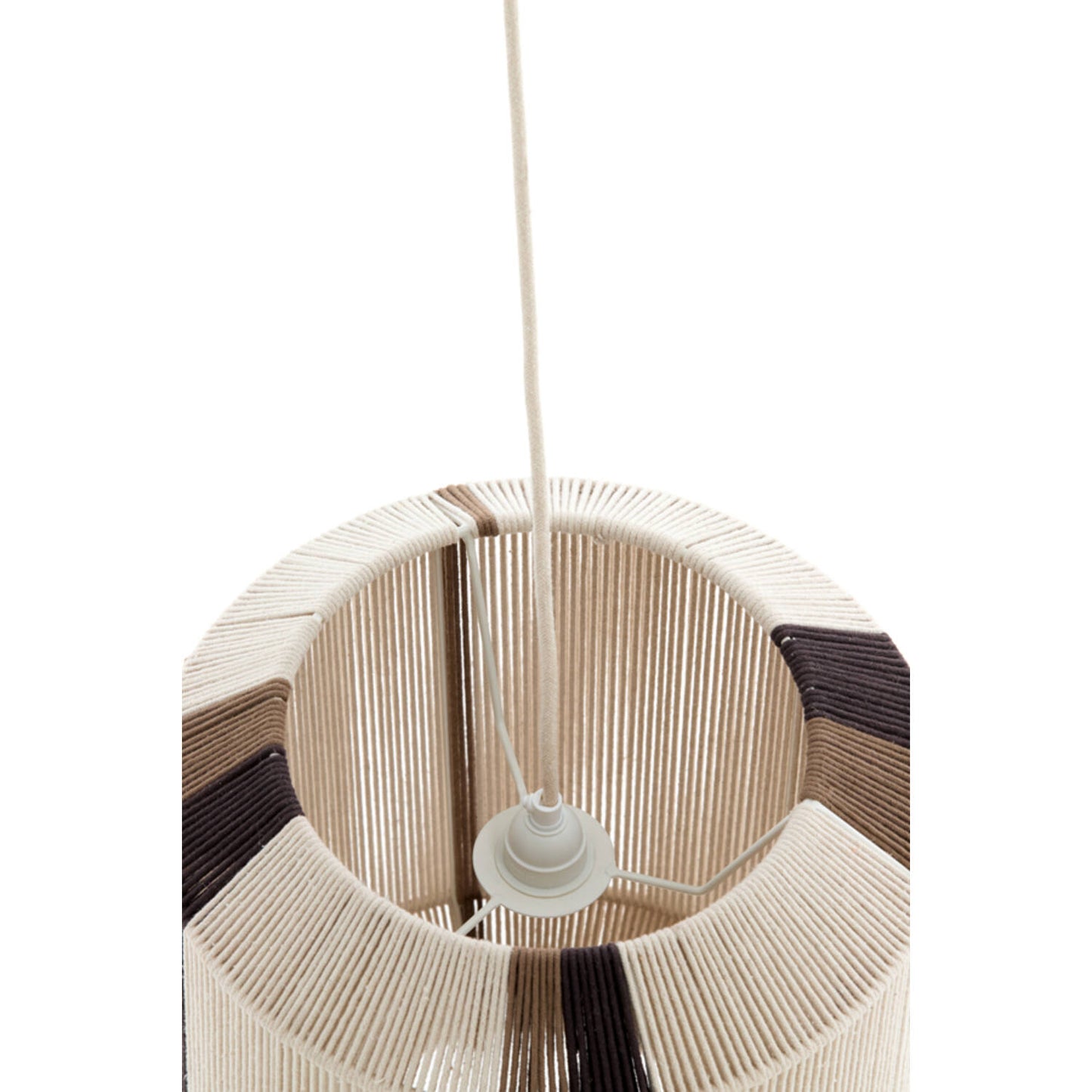 Light & Living Hanglamp Kozana – Ø 36 x 43 cm – Stijlvolle Textiel Lamp In Crème/Donkerbruin – Sfeervolle Ronde Verlichting Voor Woonkamer – Exclusief Lichtbron – E27