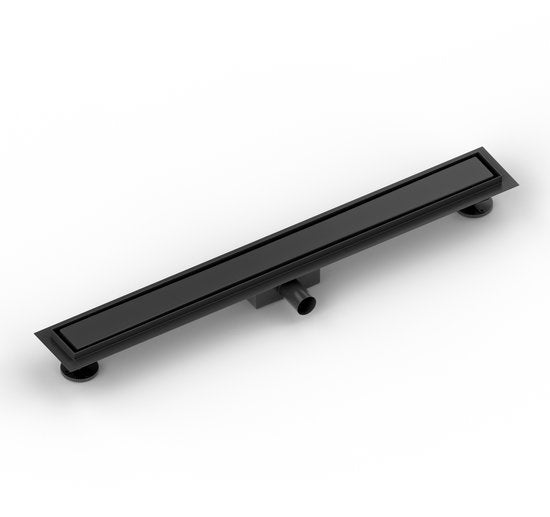 Douchegoot - 80cm - Mat Zwart - Tegelrooster - RVS - Met Flens