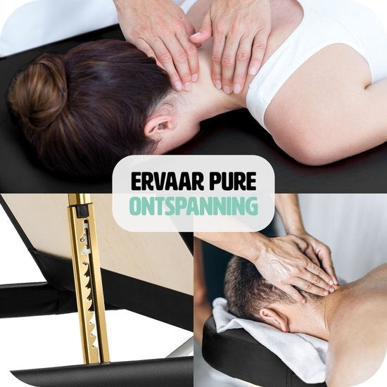 Mobiele Aluminium Massagetafel 3 Zones - Zwart - behandeltafel - behandelbank – incl. opbergtas – opvouwbaar