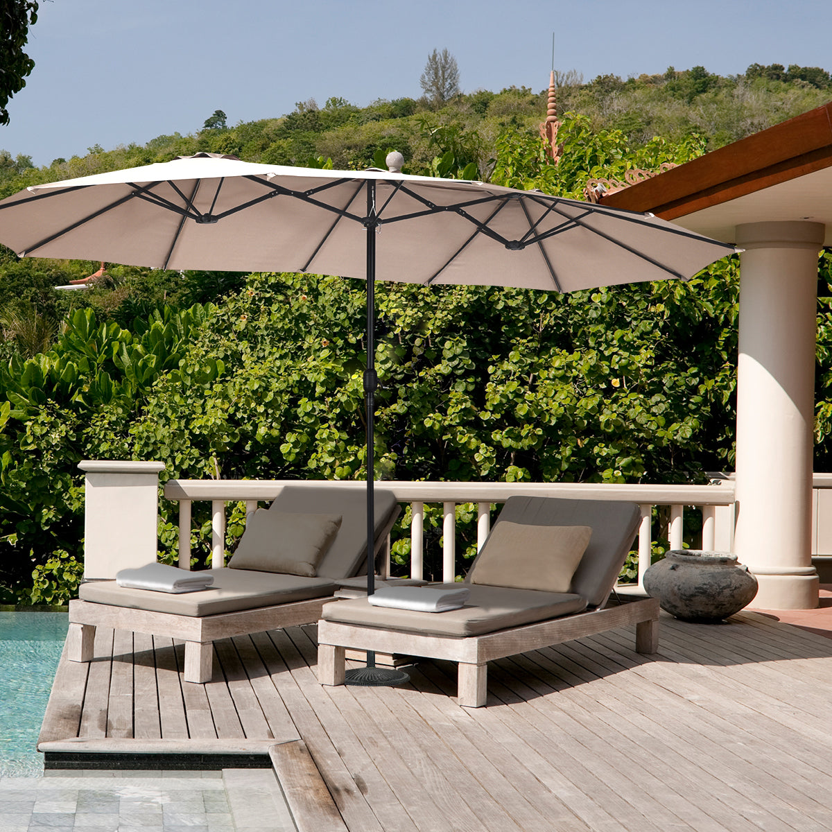 Coast Dubbele Parasol - Ø480 cm - Beige