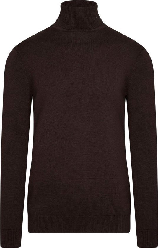 Cappuccino Italia - Heren Sweaters Coltrui Donkerbruin - Bruin - Maat L