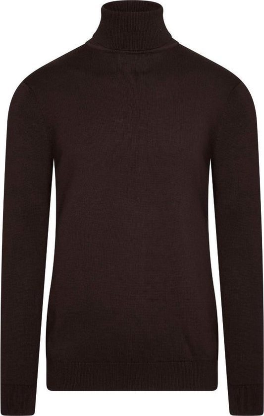 Cappuccino Italia - Heren Sweaters Coltrui Donkerbruin - Bruin - Maat L