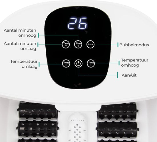 Niceey Massage Voetenbad XXL – Elektrisch Voetbad met massage – 10 Massage Rollers – Tot 48°C - Infrarood Voetmassage - 12L - Wit