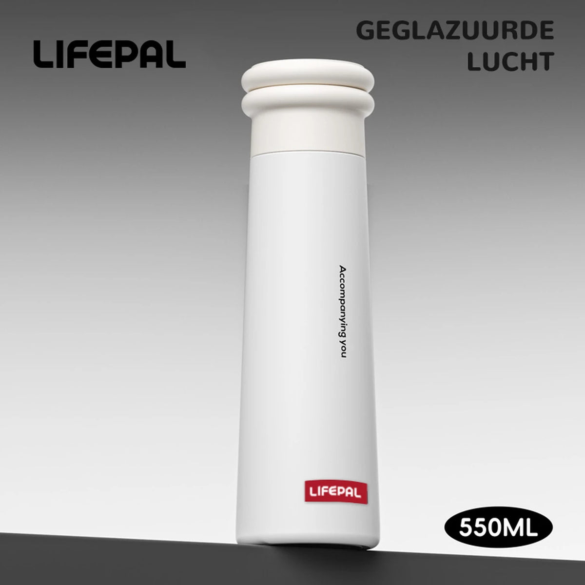 LIFEPAL BF25B571 waterfles met magnetische telefoonhouder - 550 ml - wit