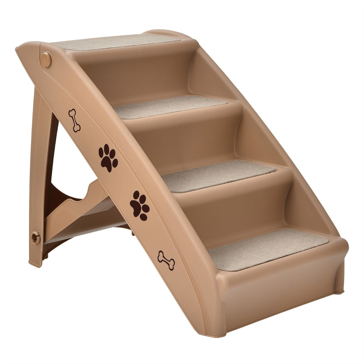 Coast Pet trappen met 4 stappen draagbare klimladder veilig honderd helling 62,5 x 38 x 49 cm bruin