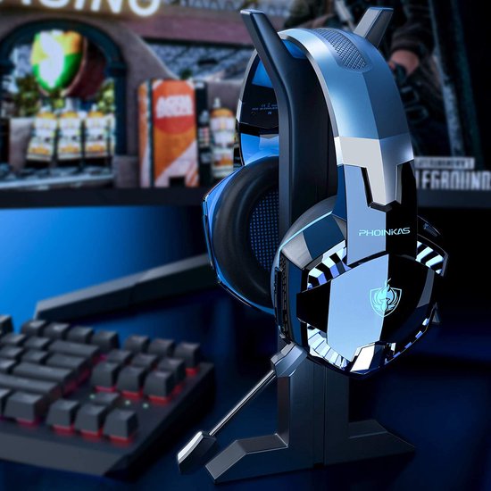 PHOINIKAS G2000 BT Bluetooth Laptop Gaming headset met microfoon Over-ear Koptelefoon - Zwart blauw