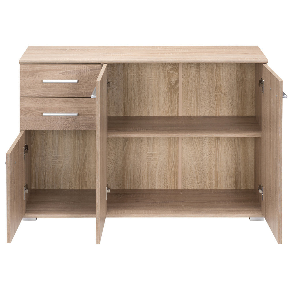 Casaria Dressoir Alba – 3 Deuren 2 Laden MDF - 107x75x35 cm Eiken