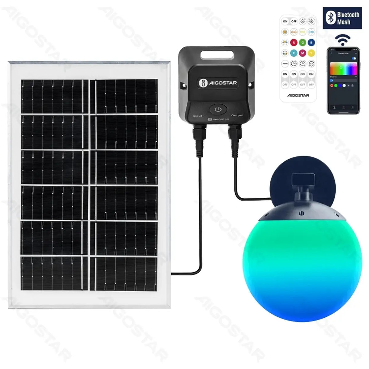 Aigostar Slimme Solar Wandlamp - Bluetooth Mesh - RGBCCT - 20 W