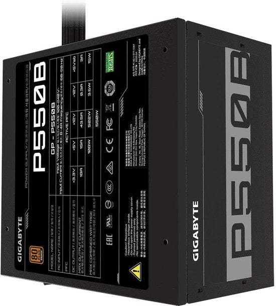 Gigabyte P550B 550W Pc-Voeding Met 80 Plus Energie-Efficiëntie