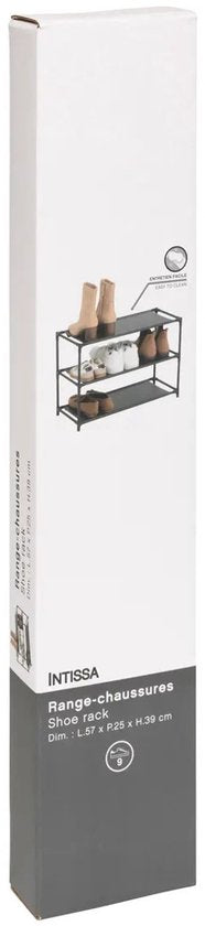 5Five Schoenenrek Intissa - 3-laags - metaal/kunststof - 57 x 25 x 39 cm - voor 9 paar schoenen - zwart