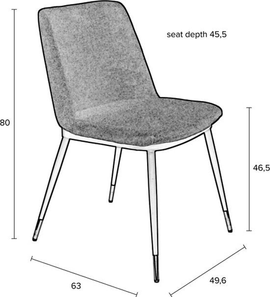 Eetkamerstoel Beige Stof - 63x49,6x80cm - Lionel - Giga Meubel