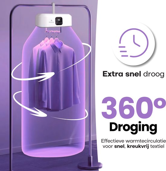 Hendriqs® Wasdroger Condensdroger 8 kg - 90°C mini droger met UV-sterilisatie - Droge Kleding & Warme Kamer Tegelijk - Alternatief voor Warmtepompdroger & Wasdroogcombinatie & Droogkast & Elektrisch Droogrek & Droogmachine