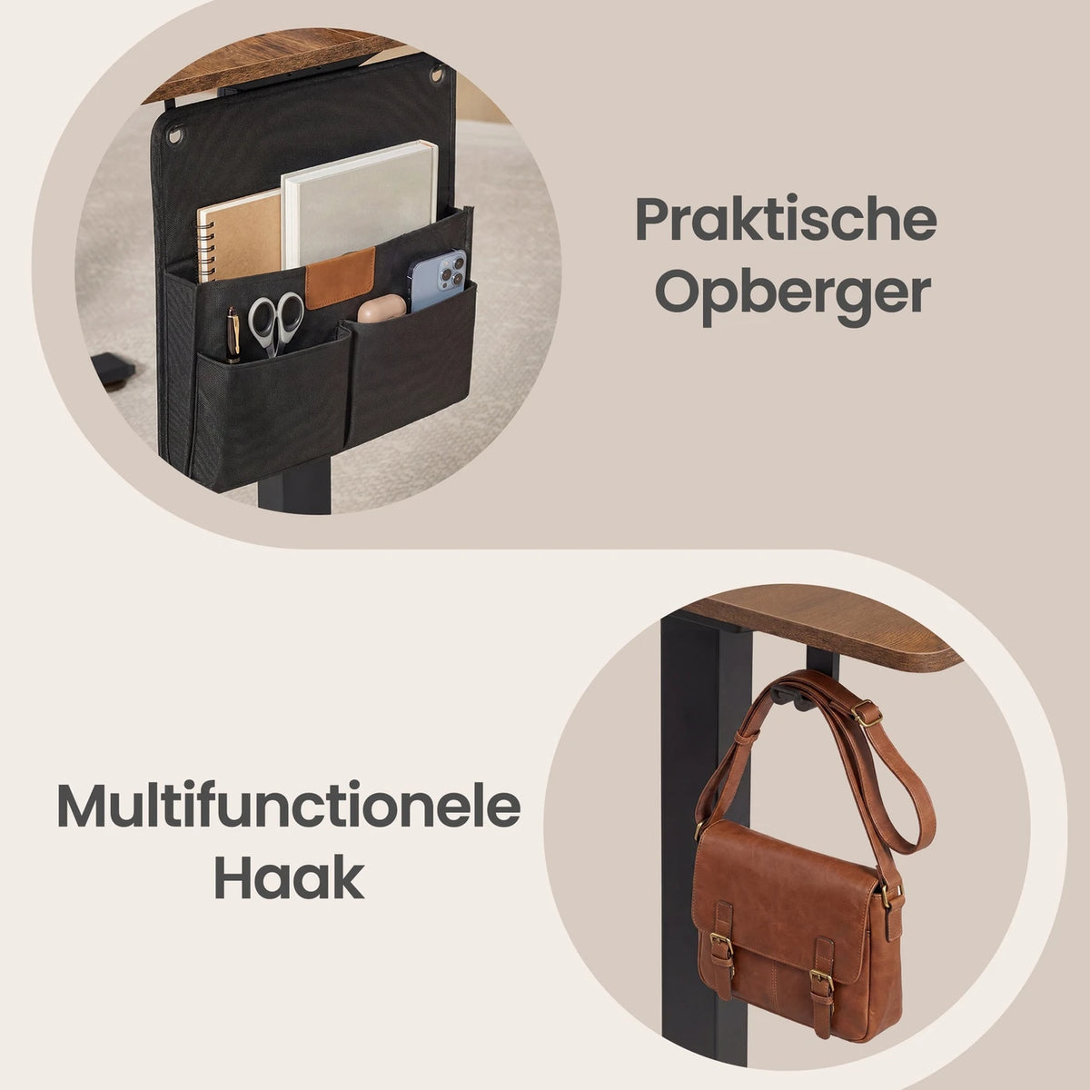 Joyfurnos Elektrisch Zit-Sta Bureau 140 x 60 cm - In Hoogte Verstelbaar met Geheugenfunctie - USB-C - Bruin