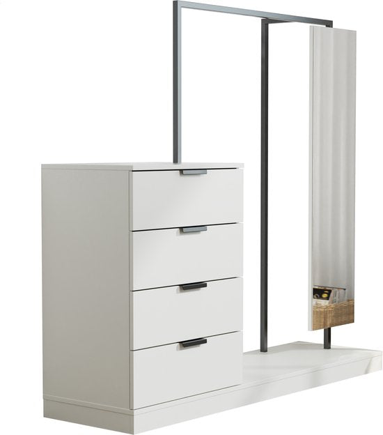 Kledingrek - ladekast met spiegel - kledingkast - opbergkast kleding - hangkast kleding