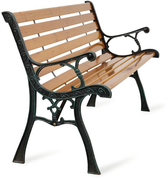 Lifa Garden Nostalgische Tuinbank - Buitenbank - Natuurlijk dennenhout, staal - Bruin - 126x52x73cm(LxBxH)