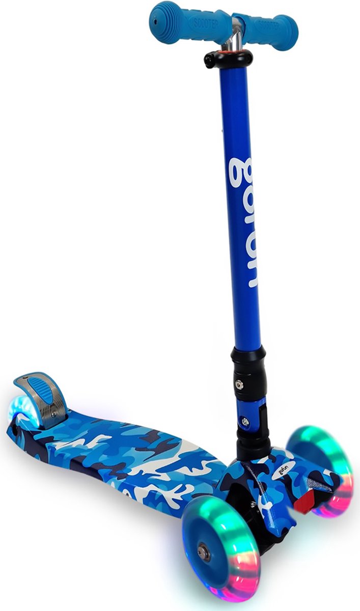 GoFun Kinderstep - Lichtgevende Wielen - Opvouwbaar - Verstelbaar Stuur - 85 x 58 x 23 cm - Blauw