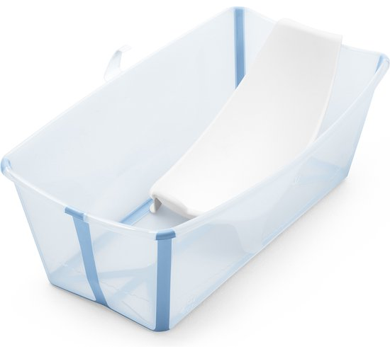 Stokke Flexi Bath (Ocean Blue) met ondersteuning voor pasgeborenen - Duurzaam en gemakkelijk op te bergen - Handig voor thuis of op reis - Voor baby’s en kleuters en tot 4 jaar