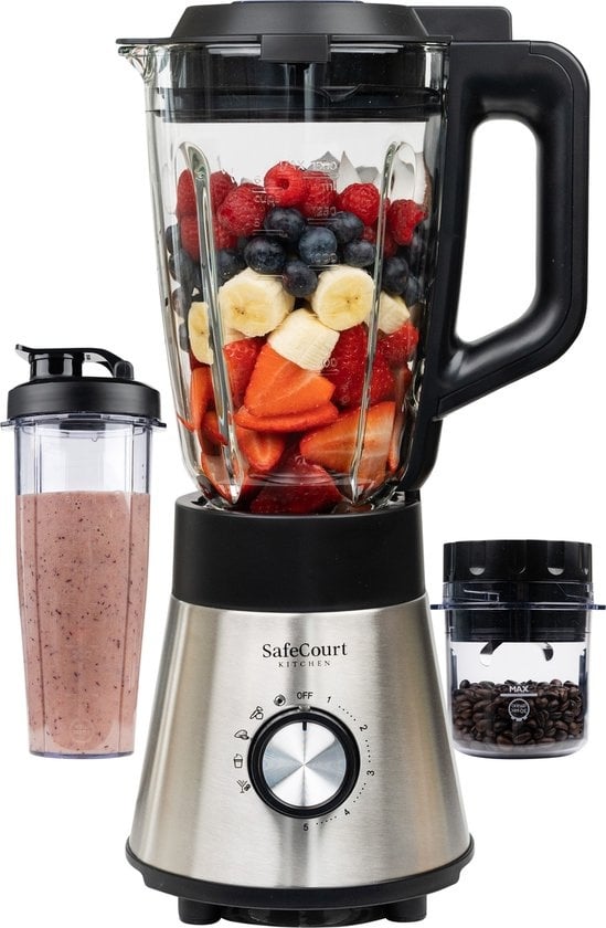 Safecourt Kitchen HB100 - Krachtige Blender - 5 programma's - 1000W - 1.5L