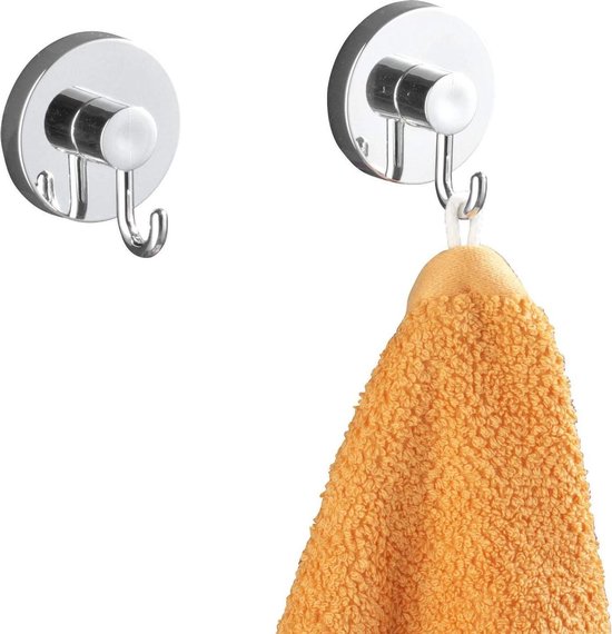 WENKO Vacuum-Loc Handdoekhaken 2 Stuks chroom - Wandhaak - Handdoekhouder - Handdoekhaakjes - Bevestigen zonder boren