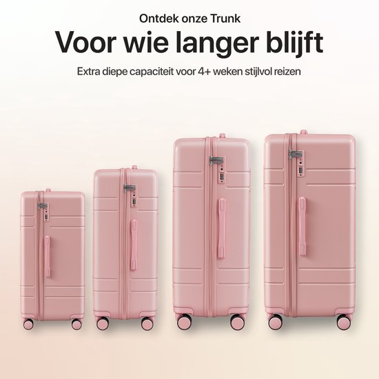 SKYCASES Trunk Reiskoffer – Classic Heritage – Extra Grote Koffer – 110L – TSA Slot – Lichtgewicht Trolley – 78x44x36 cm – Trunk Rolkoffer – Spinner Wielen – Roze