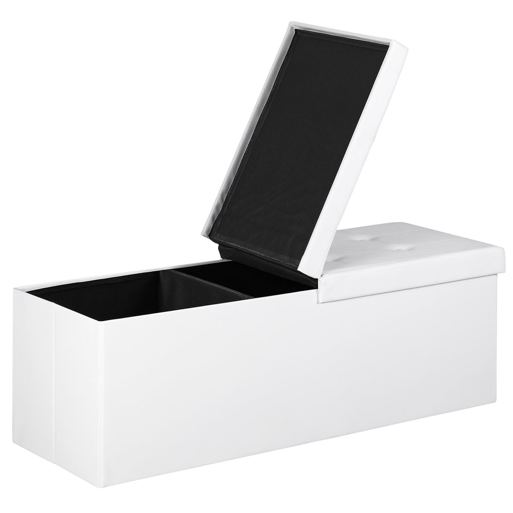 Casaria Zitbank met Opbergruimte - 115x40x40cm 130L Kunstleer – Wit
