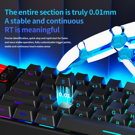 Mide68 - 65% Bedraad Gaming Toetsenbord - RGB Verlicht toetsenbord - Hall Effect Rapid Trigger Mechanisch Toetsenborden - Hot Swap - 8K Hz - 0.01mmRT - 0.125ms - Zij Bedrukte toetsen - 68 Keys -Beste prijs-kwaliteitverhouding - Elegant wit
