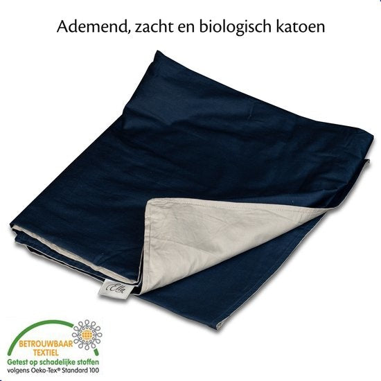 Hoes voor de verzwaringsdeken van EL-Life | Gemaakt voor de 5, 7 en 9kg variant van 135x200cm | Gemaakt van 100% biologisch katoen | Blauw & grijs