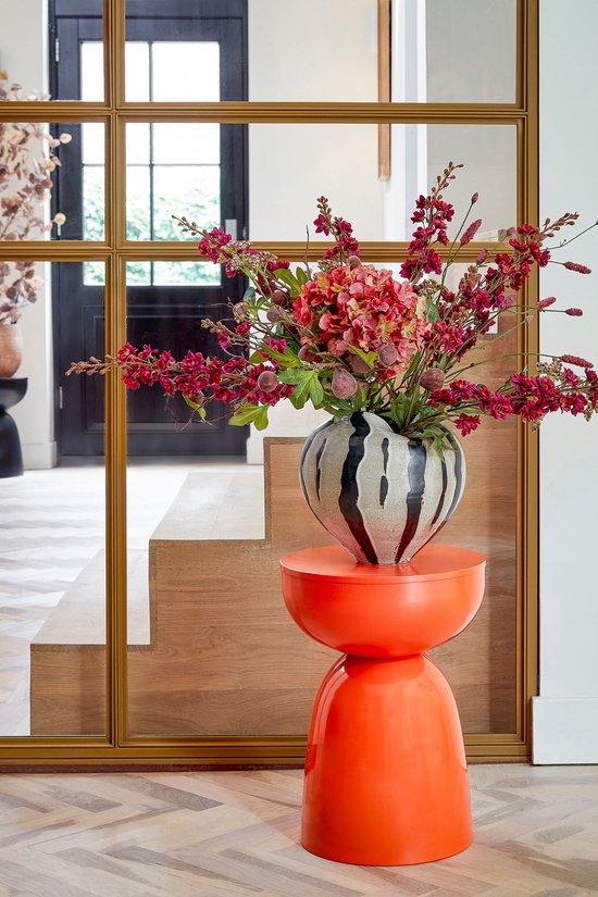 Mica Decorations Elliot Salontafel - Nachtkastje voor Slaapkamer of Woonkamer - Bijzettafel van IJzer voor Bloemen, Planten en Decoratie - H45 x Ø32 cm - Oranje