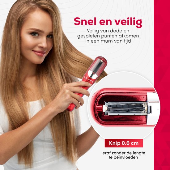 La Nou® Split Remover 4 - Split Ender -Incl. accessoires - Voor Gespleten Haarpunten - Split end Trimmer - Split remover - Rood