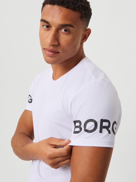 Björn Borg Sportshirt Heren Korte Mouw - Wit - Gerecycled Polyester - Maat L